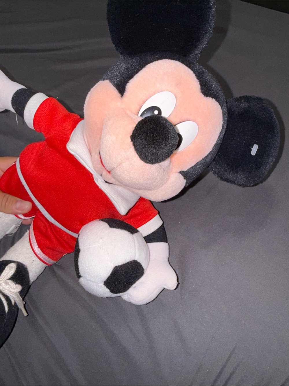 Paris Disney Mickey Mouse Plush in Red Outfit with Soccer Ball - Picture 4 of 4
